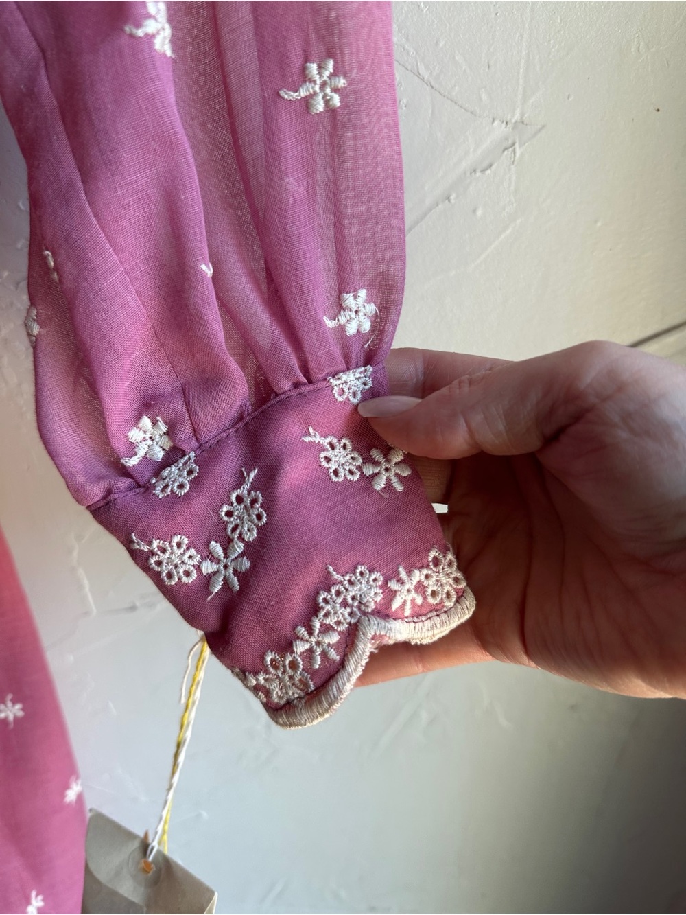 Vintage Pink Prairie Cottagecore Midi Dress NWT Romantic Floral Embroidered USA - Picture 12 of 15